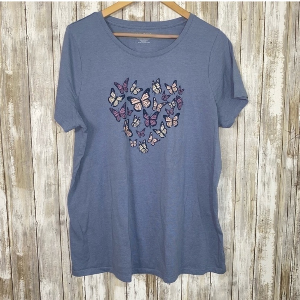 Blue Butterfly Print Women's Top